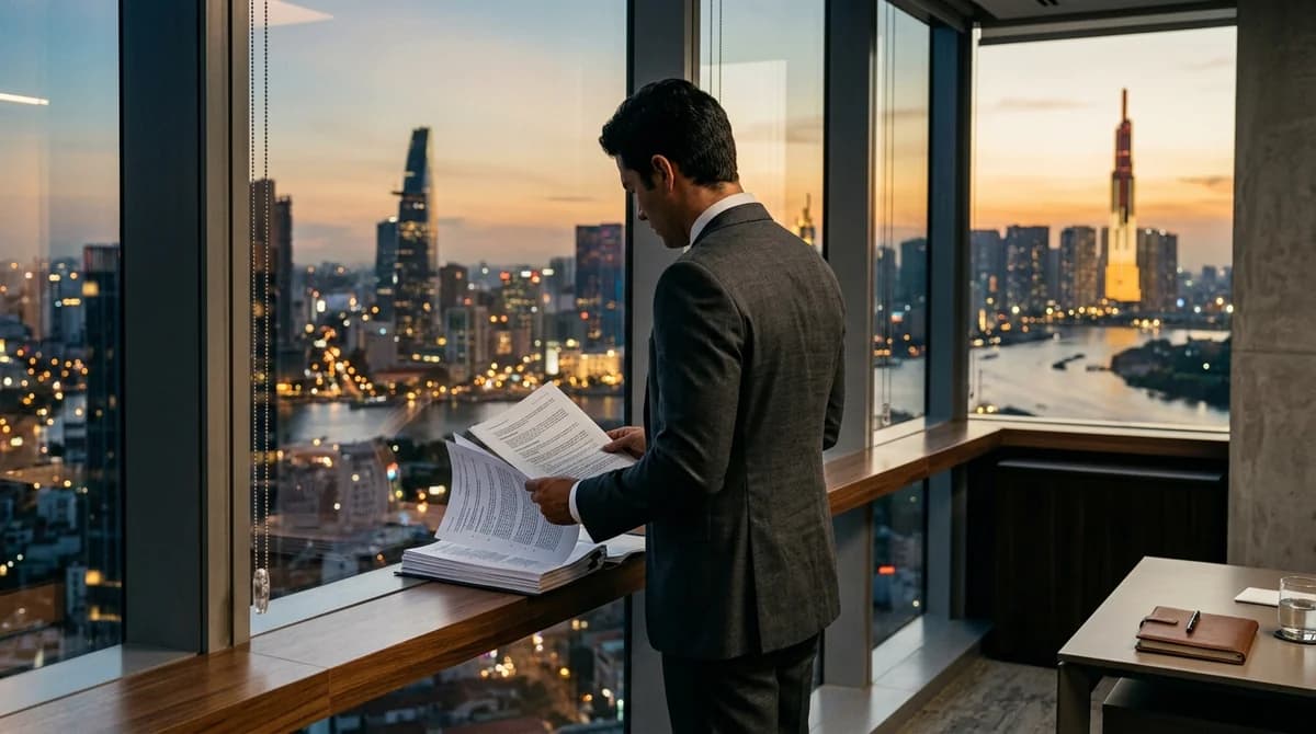 International investor reviewing documents