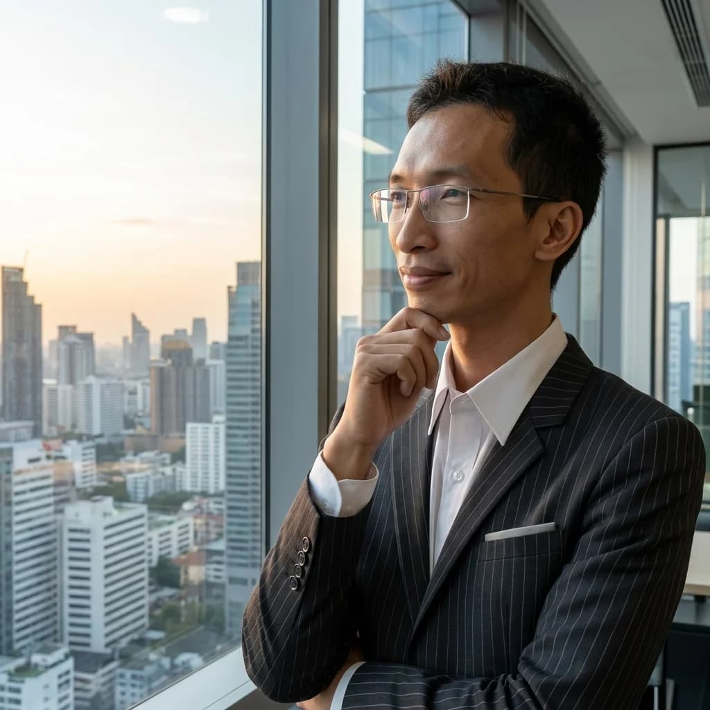 Mr Hiển in his Ho Chi Minh City law office at golden hour