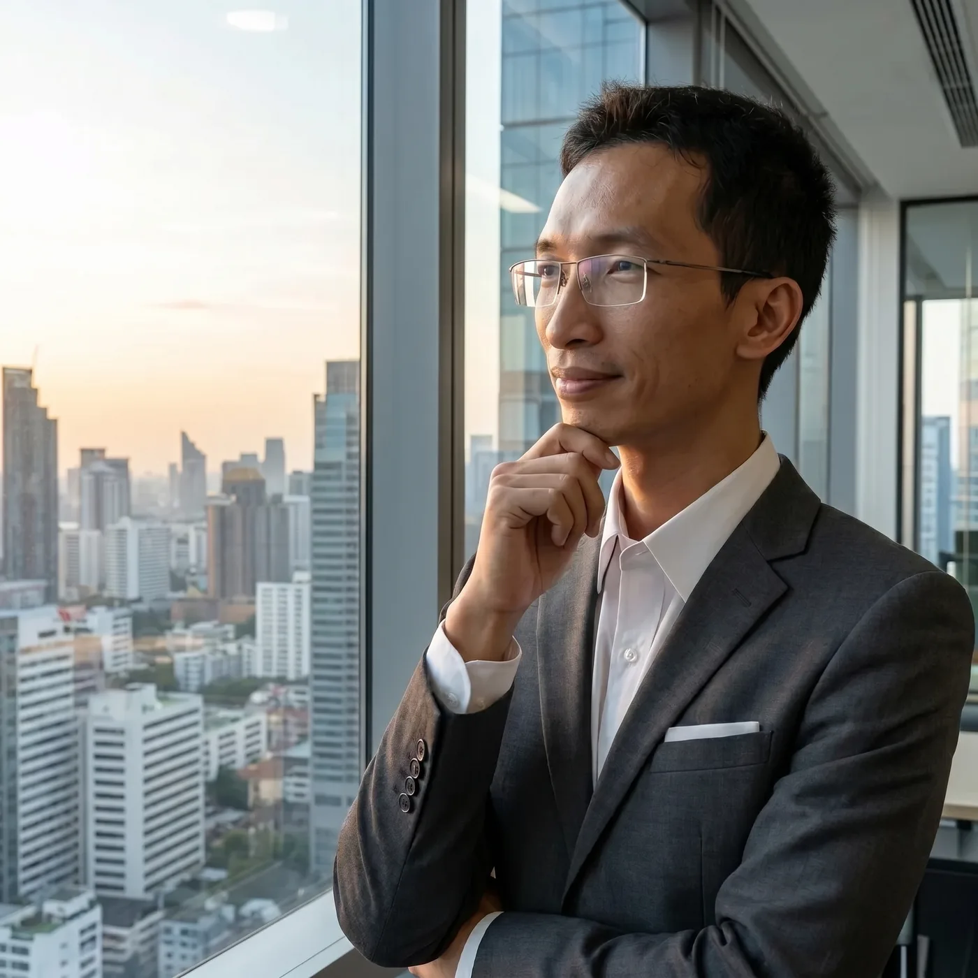 Mr Hiển in his Ho Chi Minh City law office at golden hour
